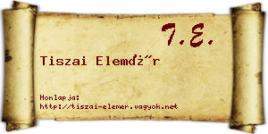 Tiszai Elemér névjegykártya